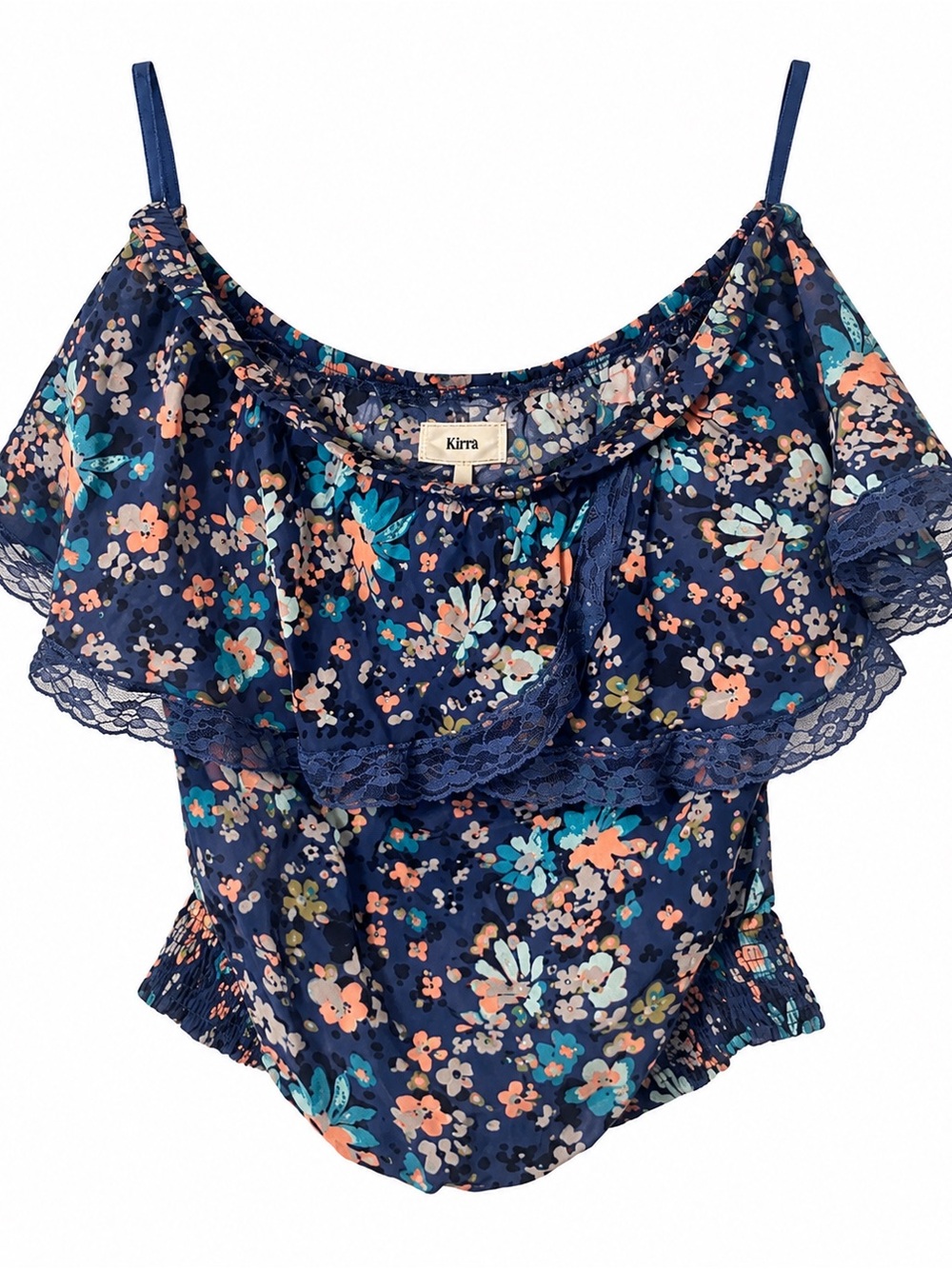 Kirra Navy Floral Off-Shoulder Ruffle Top 8
